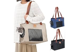 ACESOLID Small Dog Carrier Bag, Soft-Sided Pet Carrier for Cats and Small Dogs, Portable Cat Carrier with Safety Leash, Breathable Mesh Design, Lightweight Tote with Enhanced Bottom Support (Khaki)