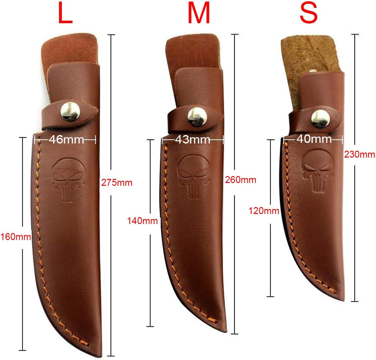 Leather Knife Sheath 5 inch Fixed Blade Pocket Knife Sheath Leather Case with Snap Closure Folding Knife Sheath Holder Belt Loop Case Leather Pouch - Image 4