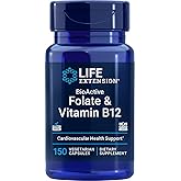 Life Extension BioActive Folate & Vitamin B12, 150 Vegetarian Capsules - Non GMO, Gluten Free Supplement