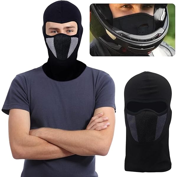 Capuz Ninja Balaclava Preta 3 Furos, para Motoqueiros, Ciclistas