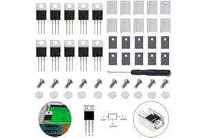 DAOKI 10PCS Voltage Regulator IC Transistors L7805CV L7805 5V 1.5A TO-220 3PIN MOSFET Transistors for Arduino + Heatsink
