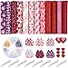 Caydo 12 Pieces Love Heart Pattern Printed Faux Leather Sheets for Valentine's Day Gift, Earrings Set for Making Hair Bows, Earrings and Bags Crafting (6.3inch x 8.3inch)