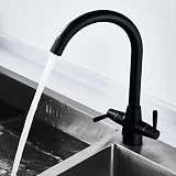 Heable Matte Black Kitchen Mixer Tap Dual Lever Swivel Spout UK Fittings view 4