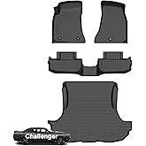 Wayhigh® Floor Mats & Cargo Liner for 2015-2023 Dodge Challenger RWD, All Weather TPE Car Mats Waterproof Heavy Duty Floor Liners, Floor Mats Custom Fit for Challenger RWD Accessories