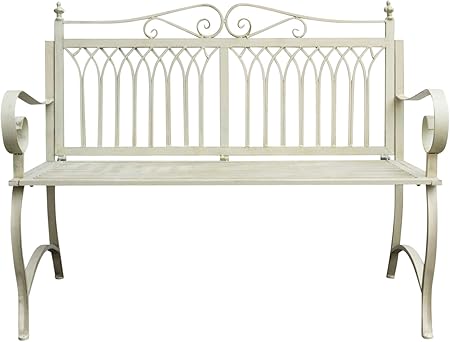 Amazon De Gartenbank Bank Antik Stil Garten Metall Creme Weiss Gartenmobel Parkbank 119cm