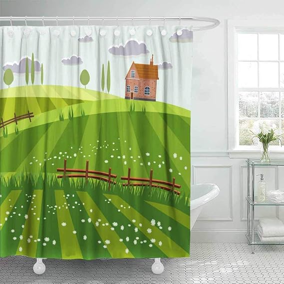 HerysTa Colorful Shower Curtain,Spa Shower Curtain Rural