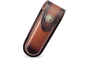 Vesaneae Folding Leather Knife Sheath, 5.51 x 1.96 Inch Pocket Knife Sheath, Knife Case for Belt for Outdoor Cycling Hiking C