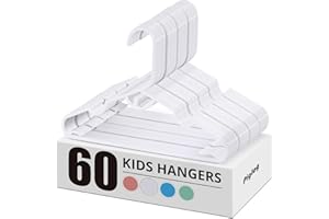 PIGLOG 60 Pack Plastic Kids Hangers - Baby Clothes Hanger for Closet, 11.4 Inch White Toddler Infant Hanger for Nursery Boys and Girls Hangers Kids Size, Non-Slip, Non-Distorting from Stretching