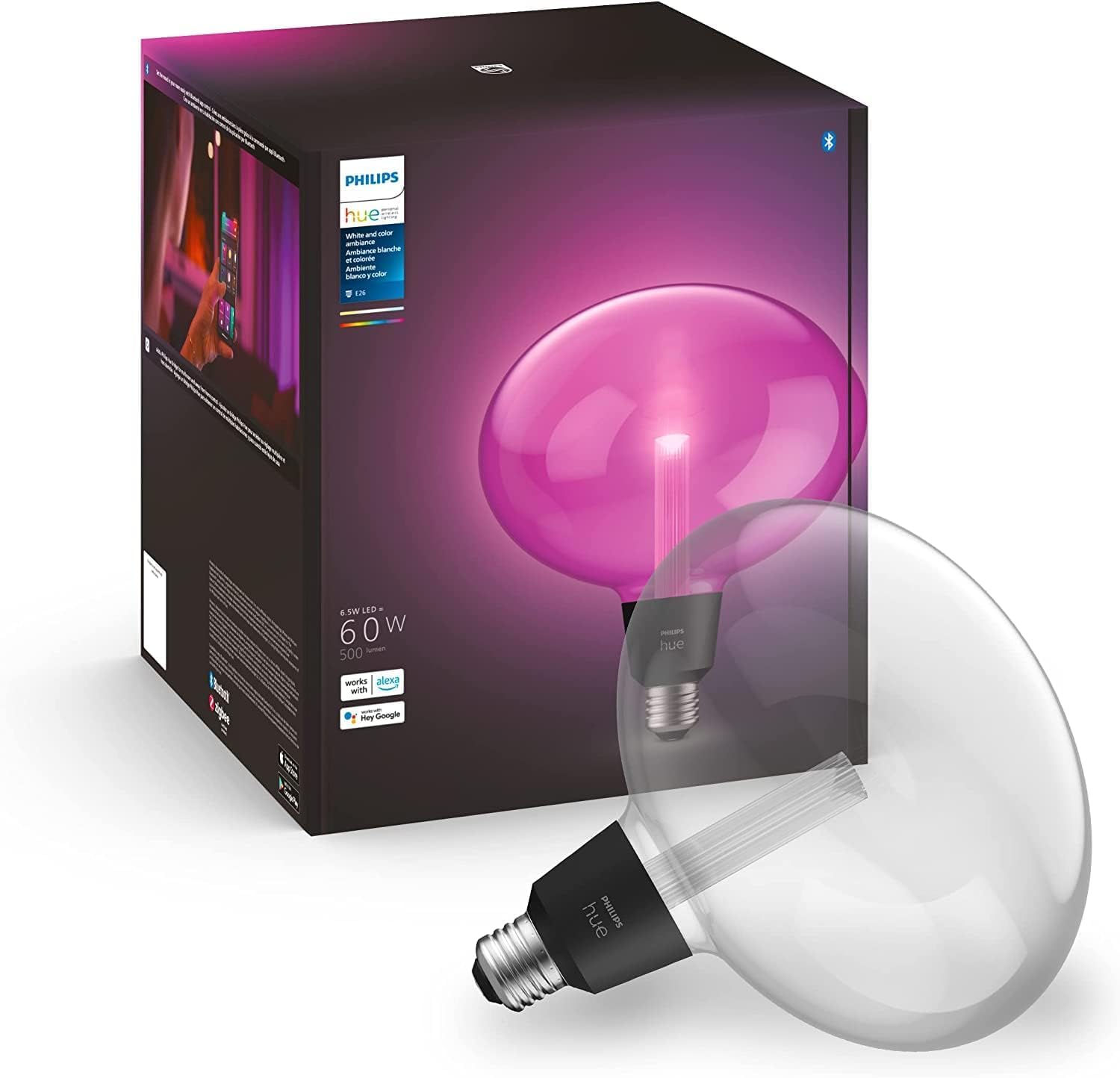 Philips Hue Ellipse White and Colour Ambiance LED Smart Light Bulb [E27 Edison Screw] for Indoor Home Lighting. Bedroom, Livingroom and Dining. — image 1