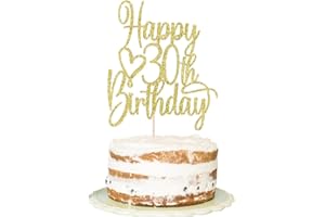 FLORCMET Gold Glitter Happy 30th Birthday Cake Topper - Cheers to 30 Years Cake Topper, 30 & Fabulous Cake Decoration for Hello 30th Birthday Anniversary Party Cake Decorations Supplies