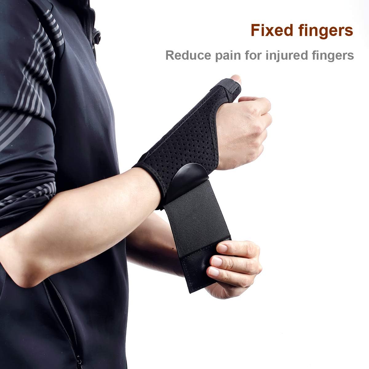 Ultrafun Trigger Finger Splint Brace Support Breathable Wrist and Thumb Fracture Finger Stabilizer Brace Sleeves for Pain Relief, Carpal Tunnel Arthritis Tendonitis (Black): Health & Personal Care