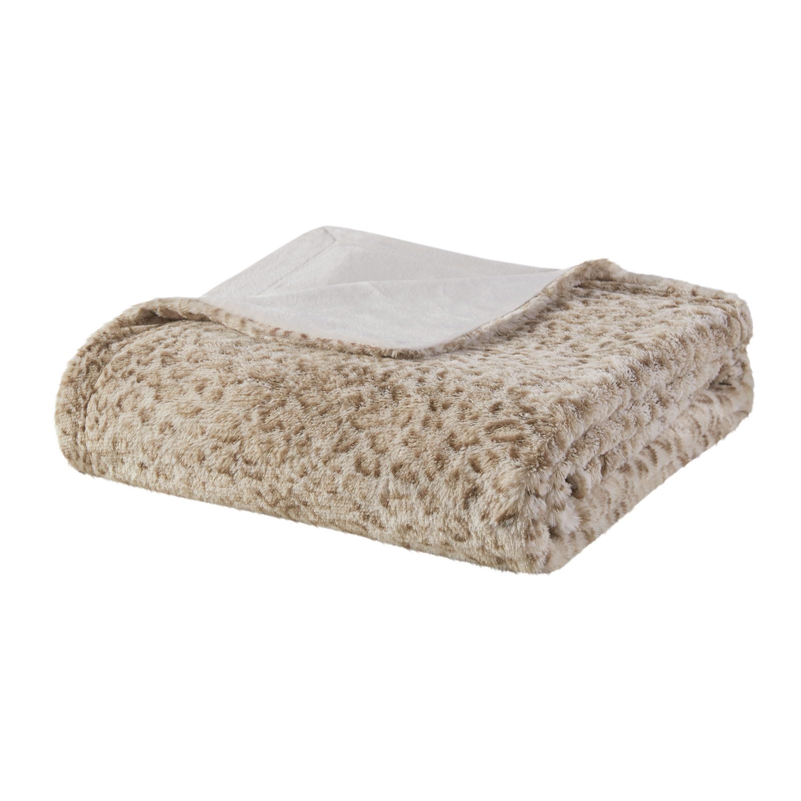 Madison Park Zuri Soft Plush Luxury Oversized Faux Fur Throw Animal Stripes Design, Faux Mink On The Reverse, Modern All Seasons Blanket for Bed, Sofa Couch, Office, Leopard, 60x70