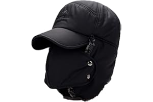 IYWISH Men Winter Trapper Hats Ushanka Ear Flaps Hats Aviator Snow Windproof Thermal Faux Fur Warm Hunting Skiing Cycling Cold Weather Hats Earflaps Baseball Caps Dad Hats with Face Mask