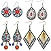 4 Pairs Bohemian Vintage Dangle Earrings Retro Rhinestone Earrings Boho Dangle Drop Earrings for Women Girls (Style E)