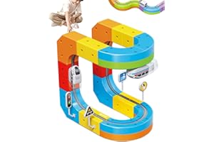Ensemble de train électrique flexible - 88 pièces - Jeu de rails à clic - Dispositions intégrées 3D anti-gravité et voiture m