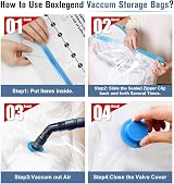 BoxLegend Vacuum Storage Bags 6 Large 80x60cm Double Zipper Reusable view 5