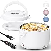 Aotto Electric Lunch Box, 32 oz Portable Food Warmer Heater, Lunch Warmer Portable for Work/Office/Car/Travel 12V/24V/110V 3-in-1, Warming Soup & Meal, Spill-Free, Men & Women's Gifts, White