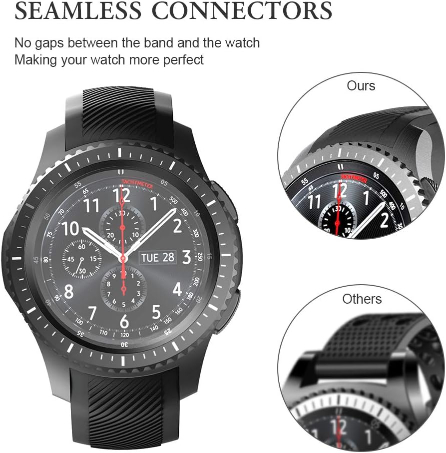 NotoCity for Gear S3 Frontier Band No Gaps,Silicone Replacement Band for Samsung Gear S3 Frontier/Gear S3 Classic/Galaxy Watch 46mm(black) - Image 3