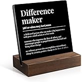Juoqg Difference Maker Definition Acrylic Sign with Wooden Stand, Appreciation Gift for Boss Leader Mentor Friend, Retirement Gift for Coworker, Going Away Gift for Colleague, Gift for Team Leader B