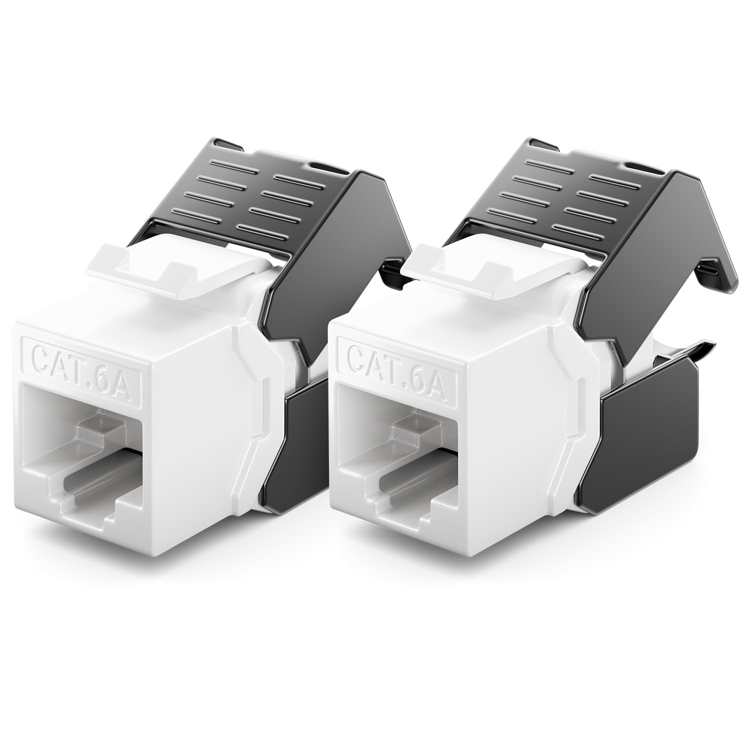 deleyCON 2x CAT6a Keystone Jack RJ45 Module - RJ45 Socket to LSA Plastic Snap-in Assembly CAT Raw Cable 500Mhz 10GBit/s