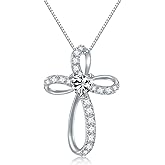 AENEAS Sterling Silver Cross Necklace for Women Birthstone Necklace Cross Necklace Birthstone Jewelry Gifts for Birthday Mothers Day