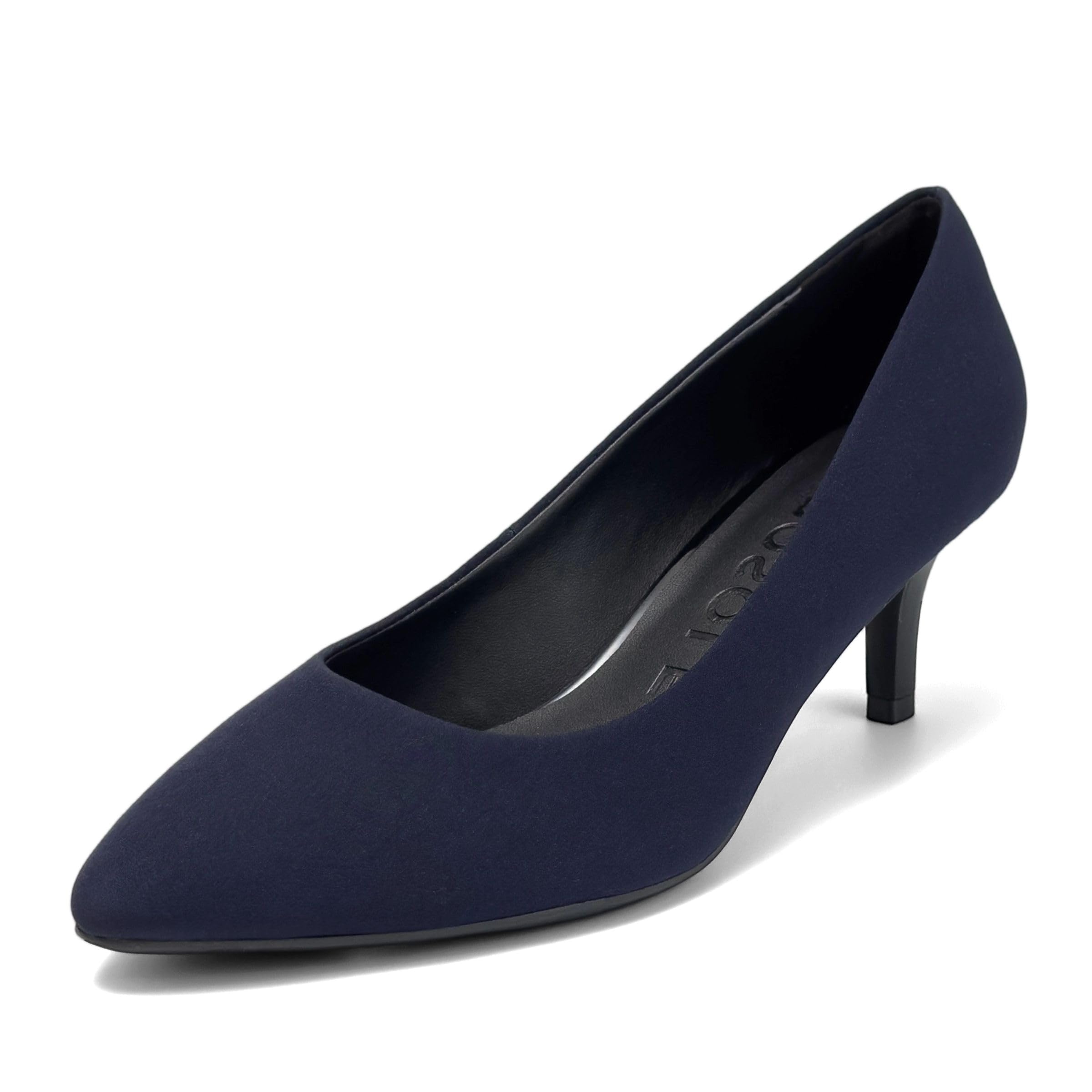 Aerosoles Women’s Elil Kitten Heel Pump, Navy Stretch Gabardine, 6.5M