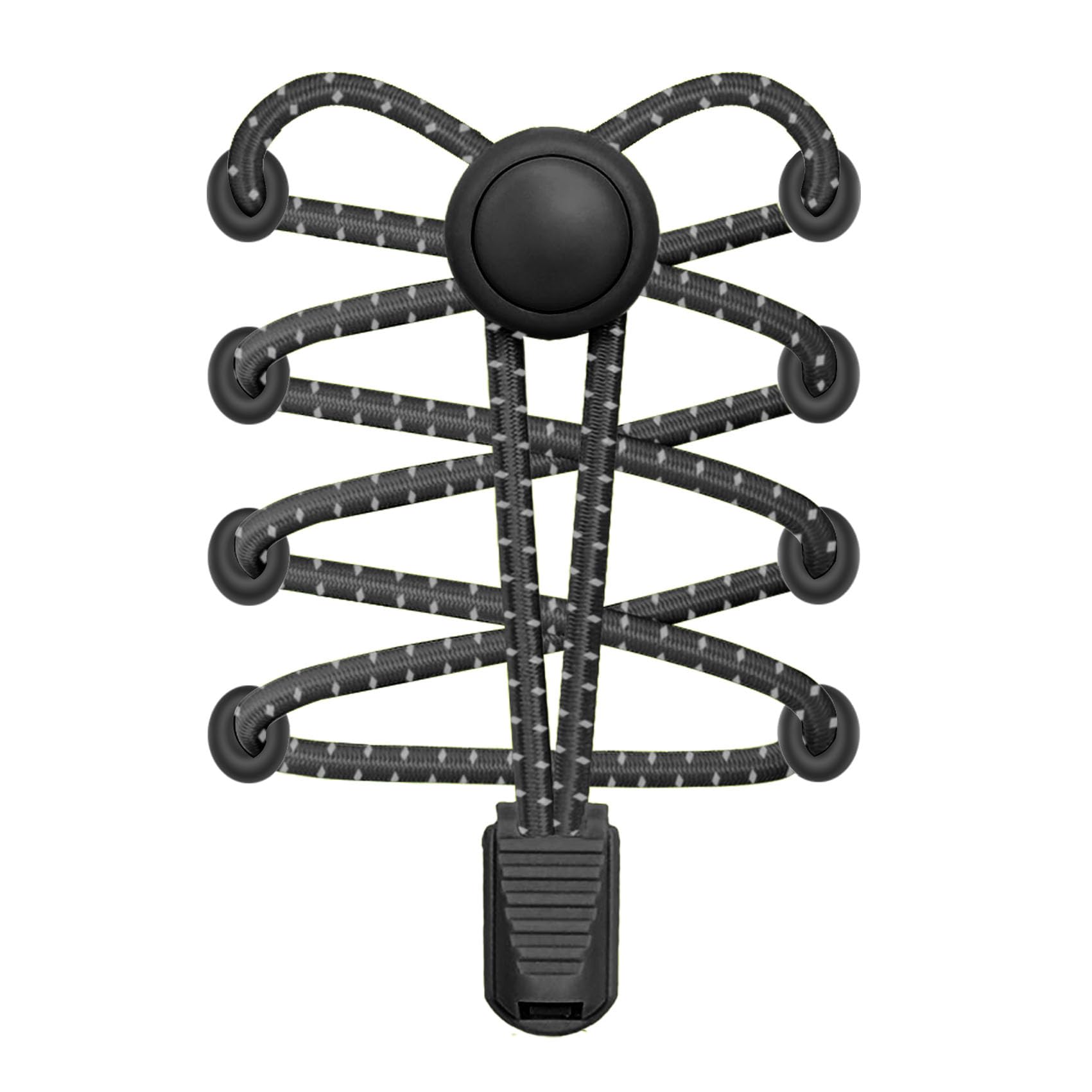 VESONNY Elastic Laces - Reflective No Tie Shoe Laces with Lock for Trainers, Kids and Adults, Stretchy Sneaker Shoe Strings (Black)