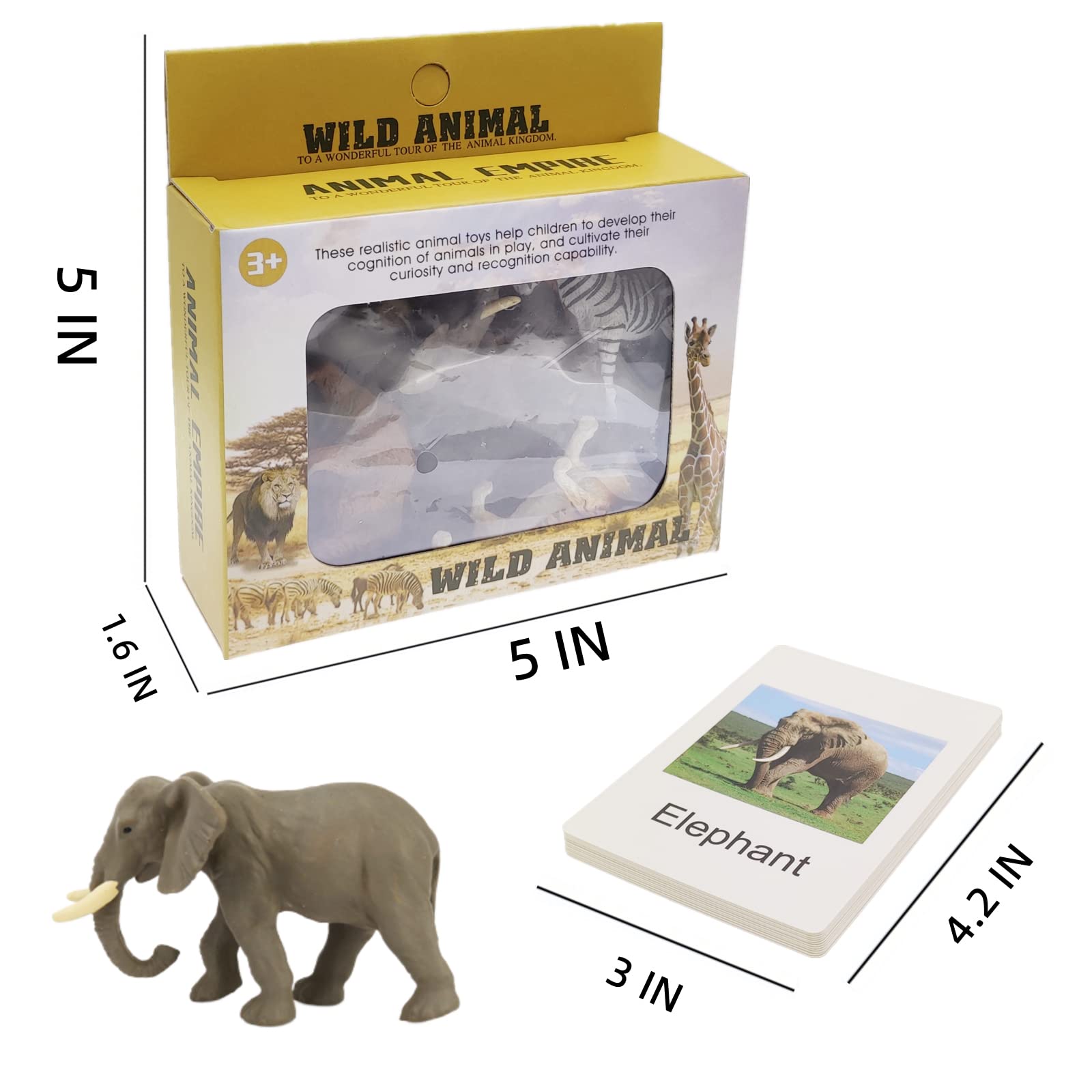 Small Montessori Animal Figures with Flash Cards, Realistic Animal Figurines Toys, Montessori Materials Homeschool Preschool Science Educational Matching Game for Toddler Kids (Zoo)