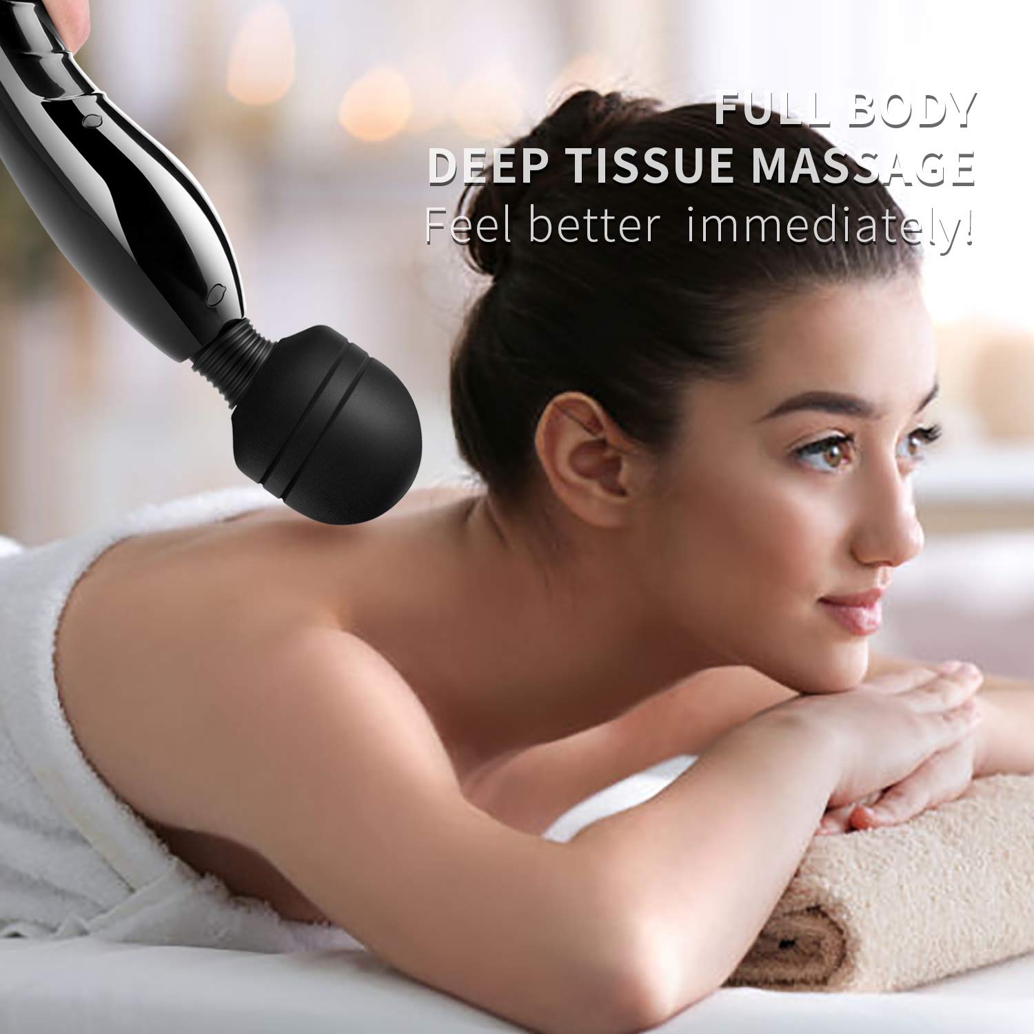 Cordless Wand Massager,Rechargeable Electric Massage Stick for Deep Muscles Pain Relief (Muscle Aches & Personal Sports Recovery)