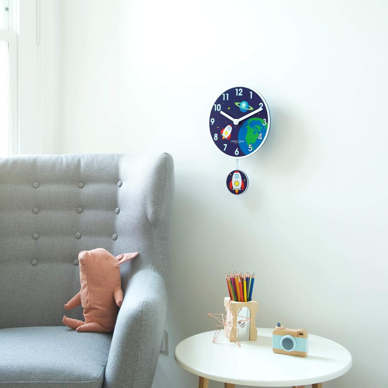 London Clock Rocket Childrens Wall Clock, Multi, 38 x 25 x 3.5cm