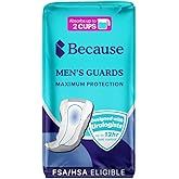 Because Premium Guards for Men - 20 Count Pack of Discreet, Individually Wrapped Bladder Protectors - Complete Absorbency, Fast-Locking, Odor Control - Comfort Fit, 2 Cups of Absorbency