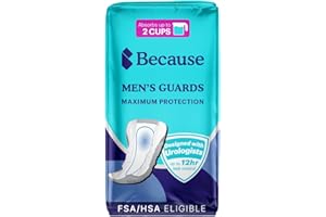 Because Premium Guards for Men - 20 Count Pack of Discreet, Individually Wrapped Bladder Protectors - Complete Absorbency, Fast-Locking, Odor Control - Comfort Fit, 2 Cups of Absorbency