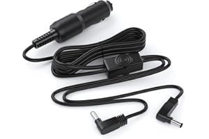 PWR+ 12V Car Power Adapter for Dual Screen DVD Players - Compact and Travel-Ready, Extra Long 12 Ft Cord - for WONNIE, FANGOR, NAVISKAUTO, DESOBRY, DBPOWER, OTIC, Pyle, Sylvania Dual Screen DVD Player