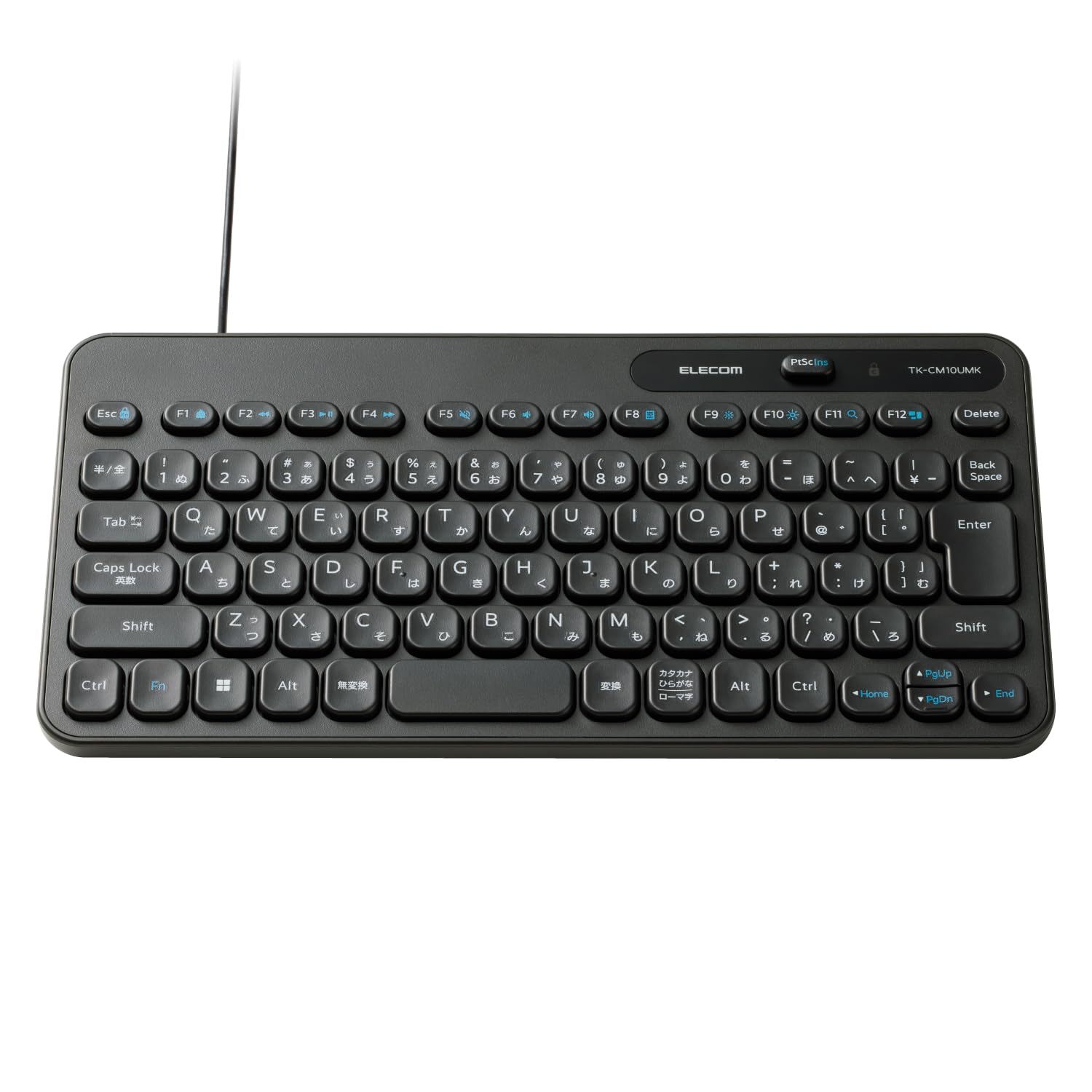 エレコム キーボード 有線 メンブレン式 コンパクト Caps Lock機能無効化スイッチ搭載 500万回高耐久キー採用 抗菌 Windows 11/10 対応 ブラック TK-CM10UMKBK商品画像