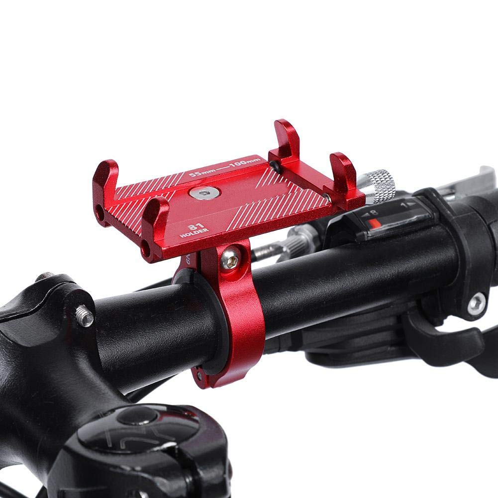 Dioche Bike Phone Mount, Universal Mini Phone Mount Aluminum Alloy Road Bike Handlebar Holder Support Bracket(Red)