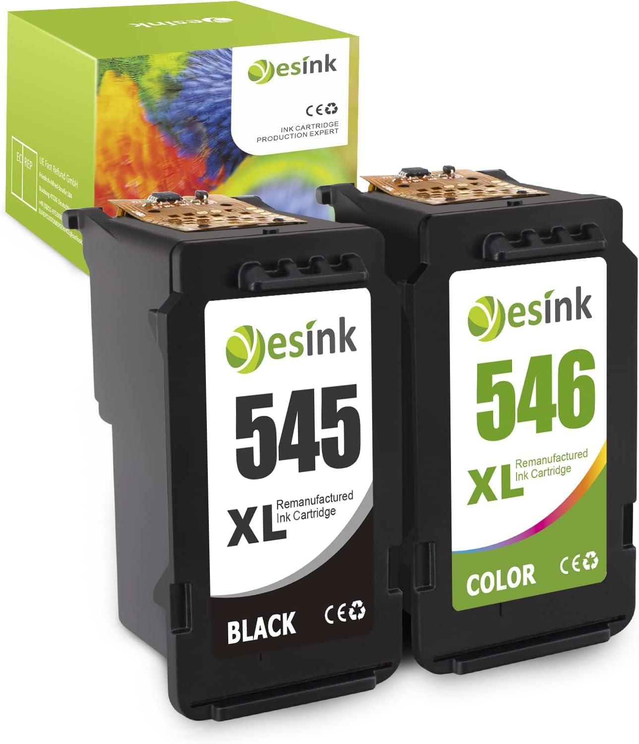 PG-545XL CL-546XL Replacement for Canon 545 and 546 Ink Canon Ink Cartridges 545 and 546 for Canon Pixma MG3050 MG2500 MG2550S MX495 MX490 (1 Black, 1 Colour)