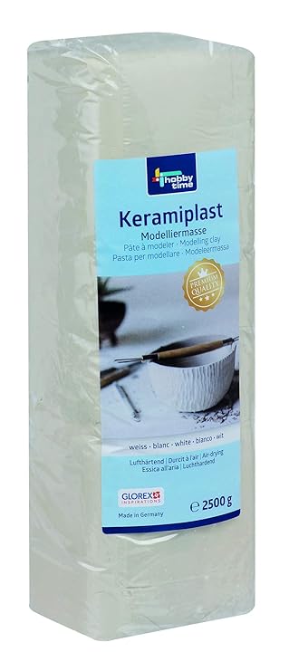 Glorex 68070301 Keramiplast Modellier-masse, 2500 g, weiß