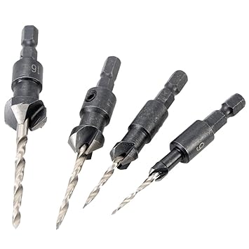 Generic 4 Pcs/set Countersink Drill Bit Set with Quick Change Hex Shank High Speed Steel Carbon Steel Counter Bore Woodworking Tool