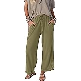 Ayturbo Womens Wide Leg Pants Casual High Waisted Palazzo Pants Lightweight Summer Flowy Beach Pants with Pockets