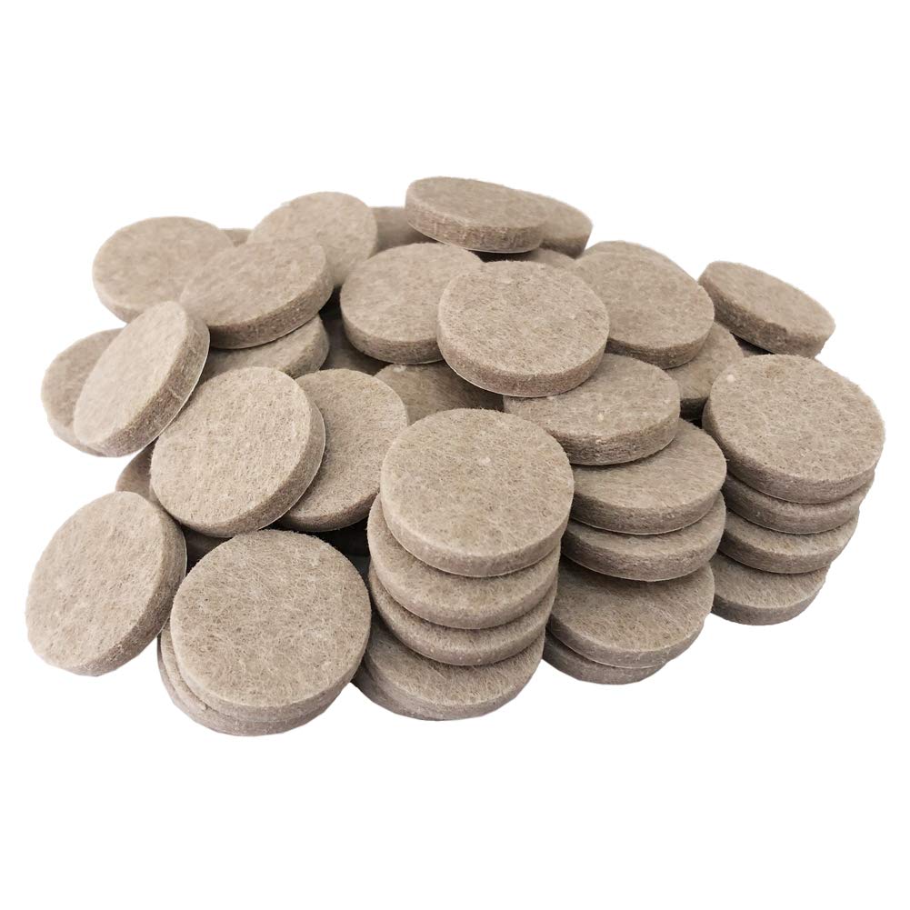 Lansonee 48 Pcs Furniture Felt Pads, Heavy Duty Self Adhesive Floor Protectors for Chairs, Tables, 25mm Round Beige Felt Pads to Prevent Scratches and Noise