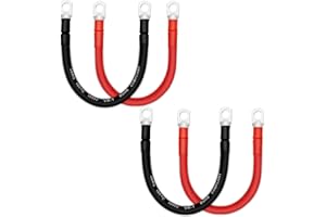 QIATOL Battery Cable, 4 AWG Battery Cables with Terminals, 4PCS Copper Battery Cables(1FT).