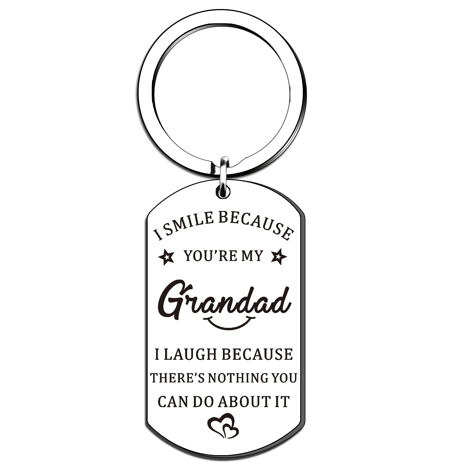 QMVMV Grandad Gifts Keyring from Granddaughter Grandson Grandfather keychain Birthday Christmas Thanksgiving Father's Day Present - I Smile Because You Are My Grandad