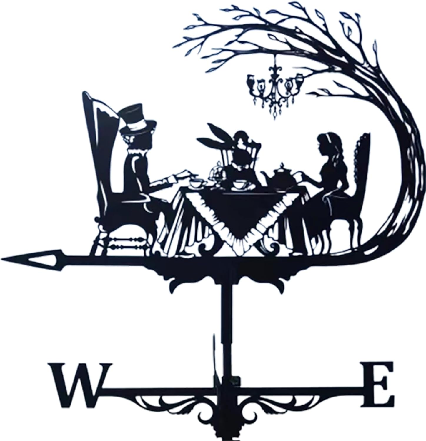 Weathervanes - Vane Decoration Metal Weather Vane Vintage Black Weather Vane Hollow Wind Direction Indicator with Mounting Bracket for Outdoor Garden Roof Paddock Cupola Pavilion Vane