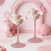 UNWAAT 2 Pack SeaShell Wine Glasses Wedding Wine Glasses Martini Glasses Drinkware Drinking Stemware for Birthday Wedding Beach Bridesmaids Anniversary Party (Pink)