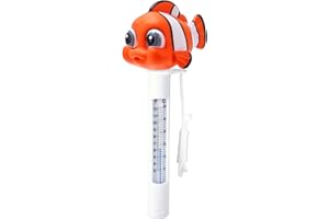 MKLZ Pool Thermometer Floating Easy Read, Water Temperature Thermometers with String for Outdoor & Indoor Swimming Pools, Hot Tub, Ice Bath, Cold Plunge, Spa - Clown Fish