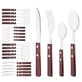 Uniturcky Wooden Handle Flatware Set, Knives Forks