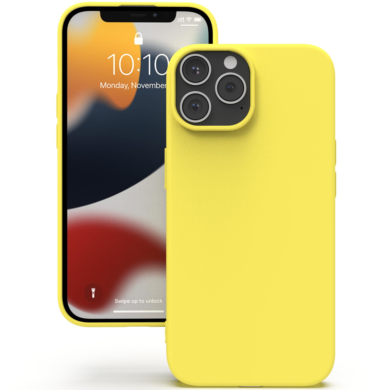 YATWIN Silicone Case for iPhone 12 Pro Max, Soft-Touch, Shockproof, DustProof, Antiskid Full Body Armour Phone Cover for Apple iPhone 12 Pro Max - Yellow — image 1