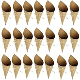 Airlxf 50PCS Kraft Paper Confetti Cones Brown Wedding Confetti Cones Vintage Kraft Paper Petal Cones with Hemp Ropes Tape (50)