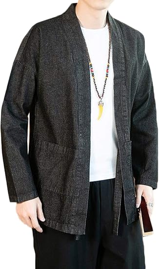 Amazon ｊｑｂｆｌカーディガン メンズ デニム ジャケット 長袖 ゆったり 和式パーカー カジュアル 無地 ジージャン 大きいサイズ アウター 秋服 デニムジャケット カーディガン 通販