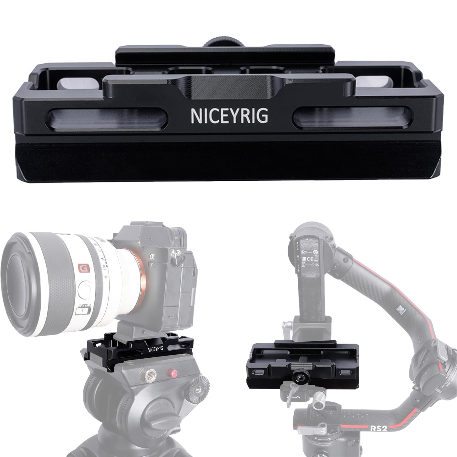 NICEYRIG Clamp Adapter Mount Converter for Converting Arca-Swiss Fit Quick Release Plate to Manfrotto Tripod,for DJI Ronin RS3Pro/SC/RS2/RSC2 Stabiliser/RONIN S/ZHIYUN WEEBILL/ZHIYUN WEEBILL S -563